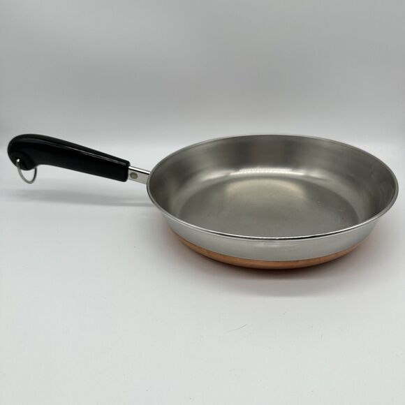 Vintage Revere Ware Copper Bottom 9" Skillet Clinton, Ill - Picture 1 of 6